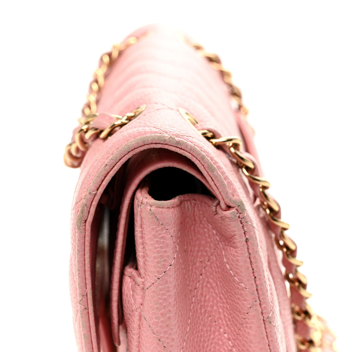 Caviar Quilted Medium Double Flap Light Pink wholesalehk.shop