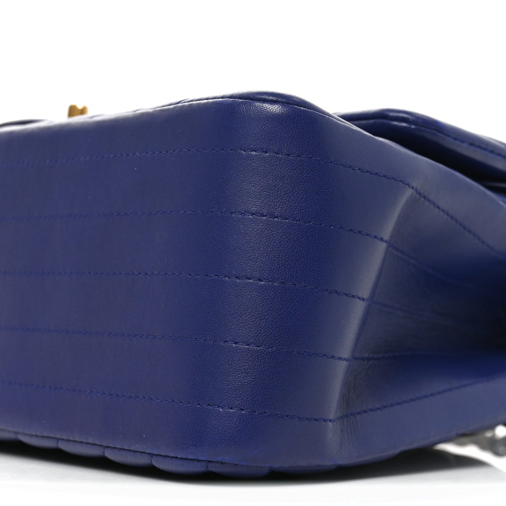 Lambskin Chevron Quilted Jumbo Double Flap Navy Blue wholesalehk.shop