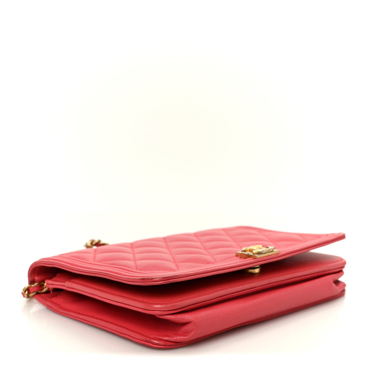 Caviar Quilted Boy Wallet On Chain WOC Dark Pink wholesalehk.shop
