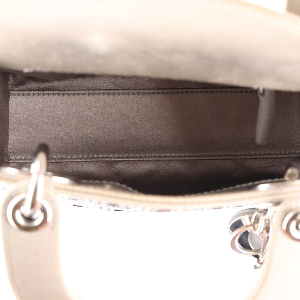 Satin Crystal Cannage Mini Lady Dior Gray wholesalehk.shop