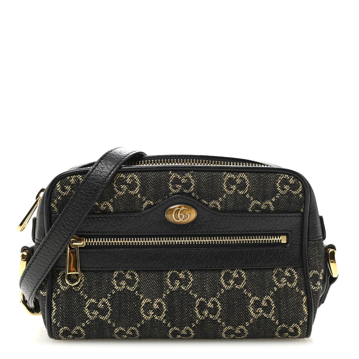 Jacquard Black Denim GG Monogram Textured Dollar Calfskin Mini Ophidia Shoulder Bag Black Ivory wholesalehk.shop