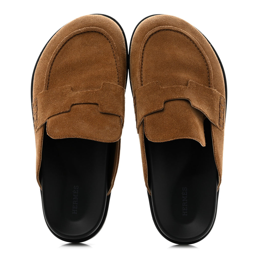 Suede Calfskin Mens Go Mules 41.5 Brun Fume wholesalehk.shop