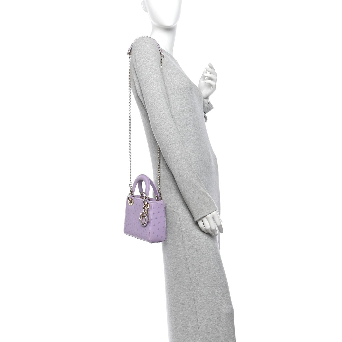 Ostrich Mini Lady Dior Purple wholesalehk.shop
