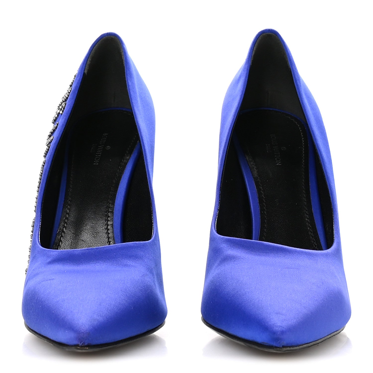 Satin Crystal Logo Pumps 41 Blue £¨ Direct shipment via from wholesalehk.shop