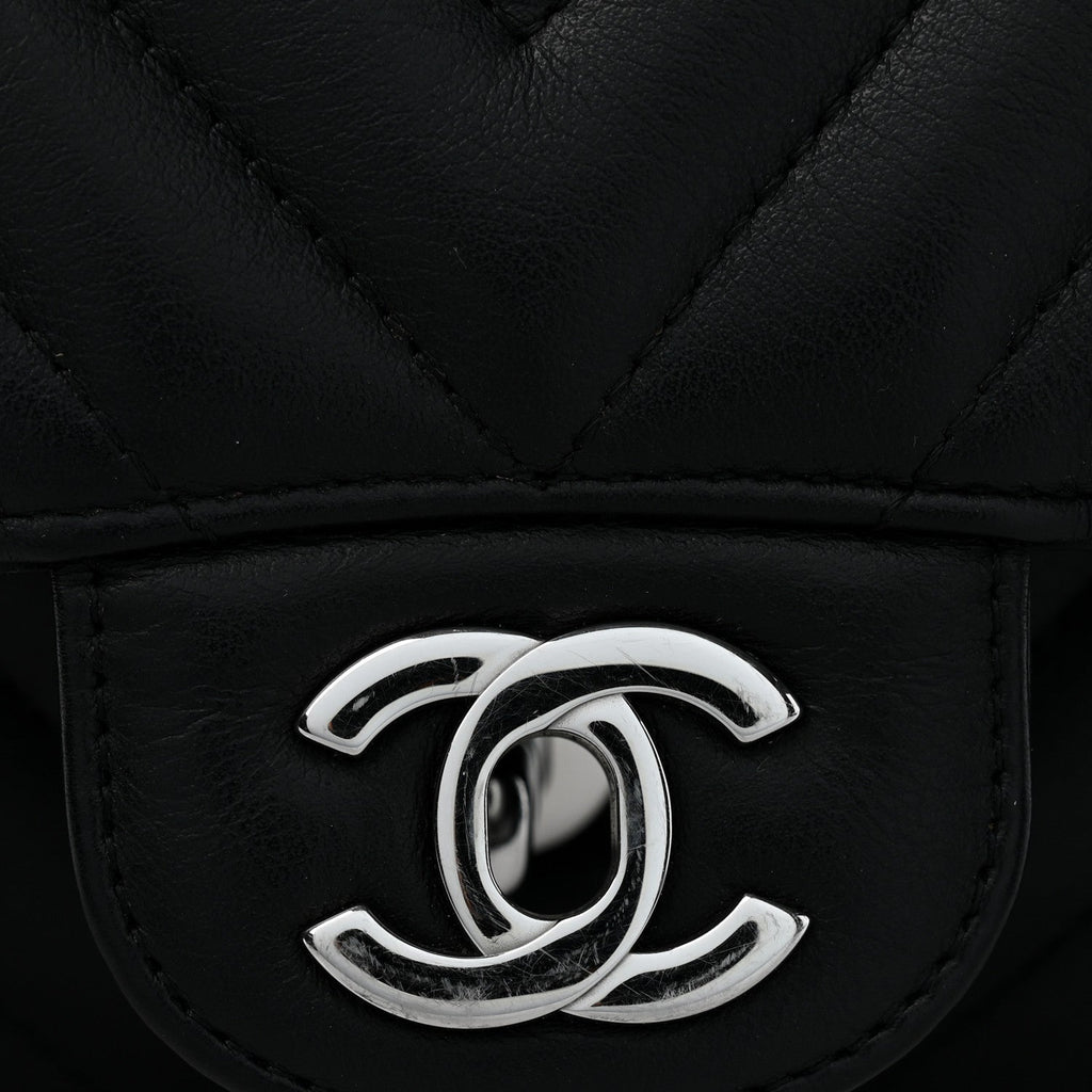 Lambskin Chevron Quilted Medium Double Flap Black wholesalehk.shop