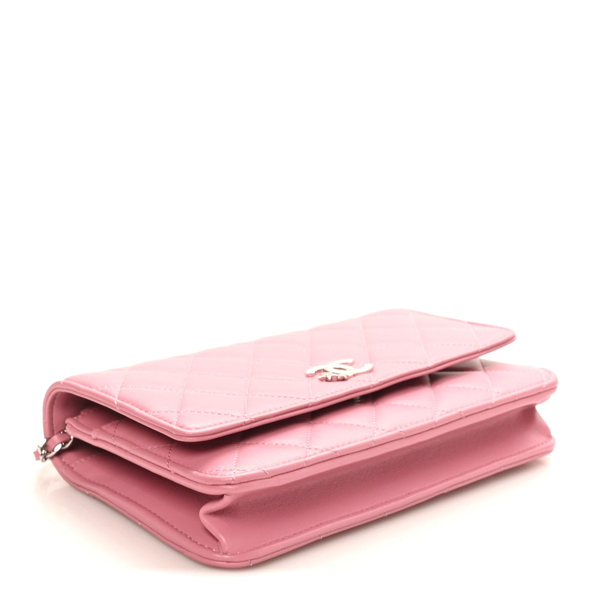 Lambskin Quilted Crystal Star Wallet On Chain WOC Pink wholesalehk.shop