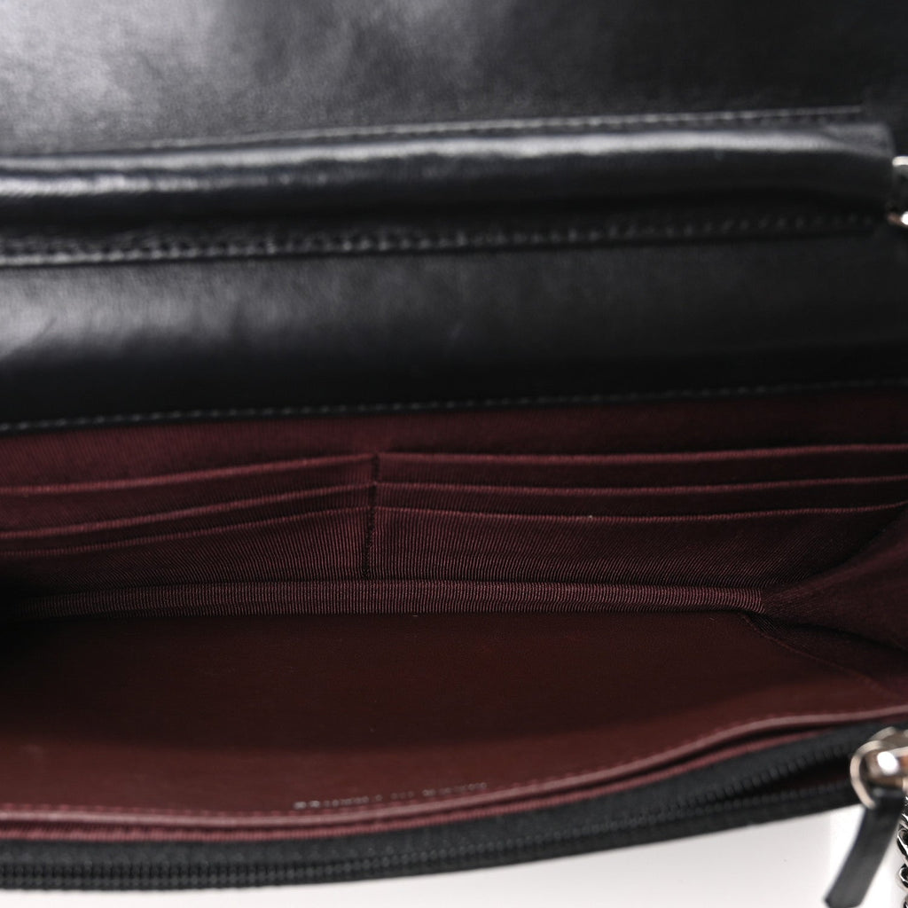 Lambskin Quilted Wallet On Chain WOC Black wholesalehk.shop