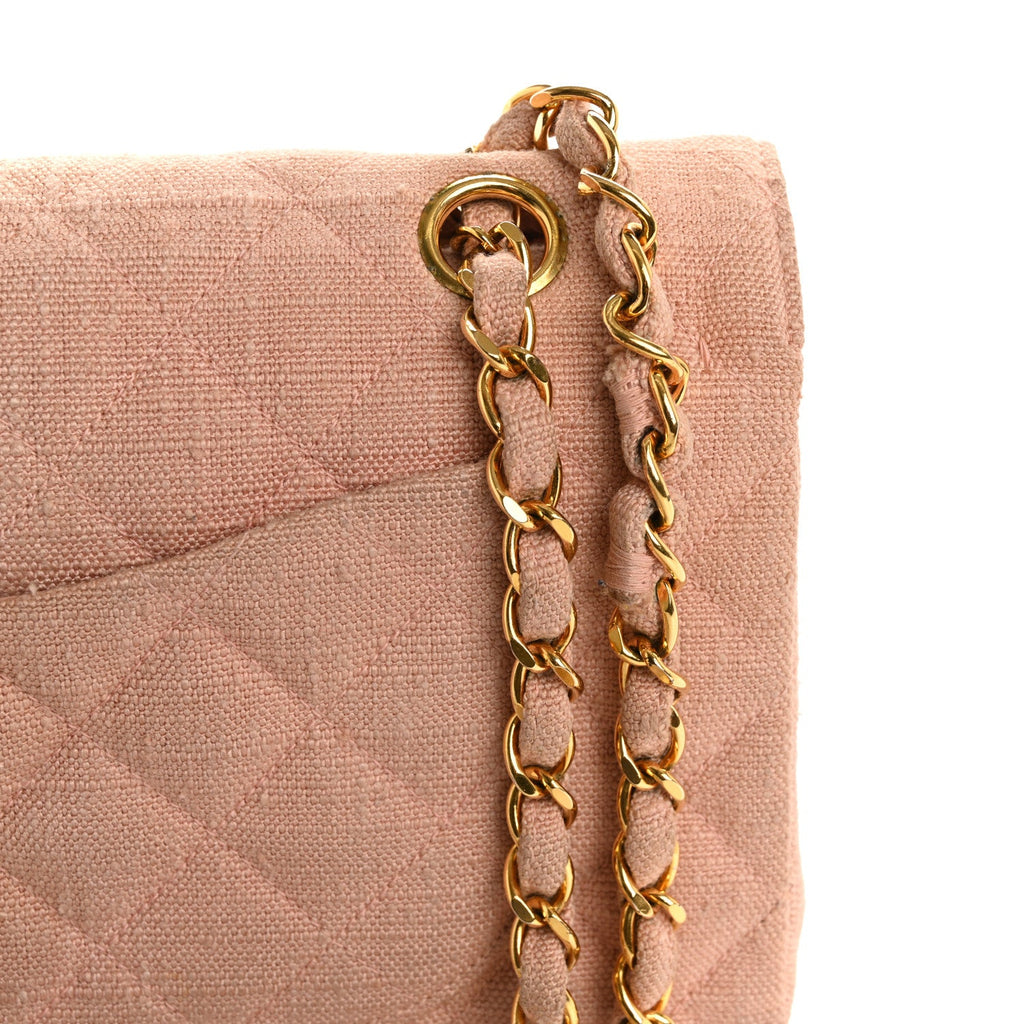 Canvas Quilted Small Double Flap Light Pink wholesalehk.shop