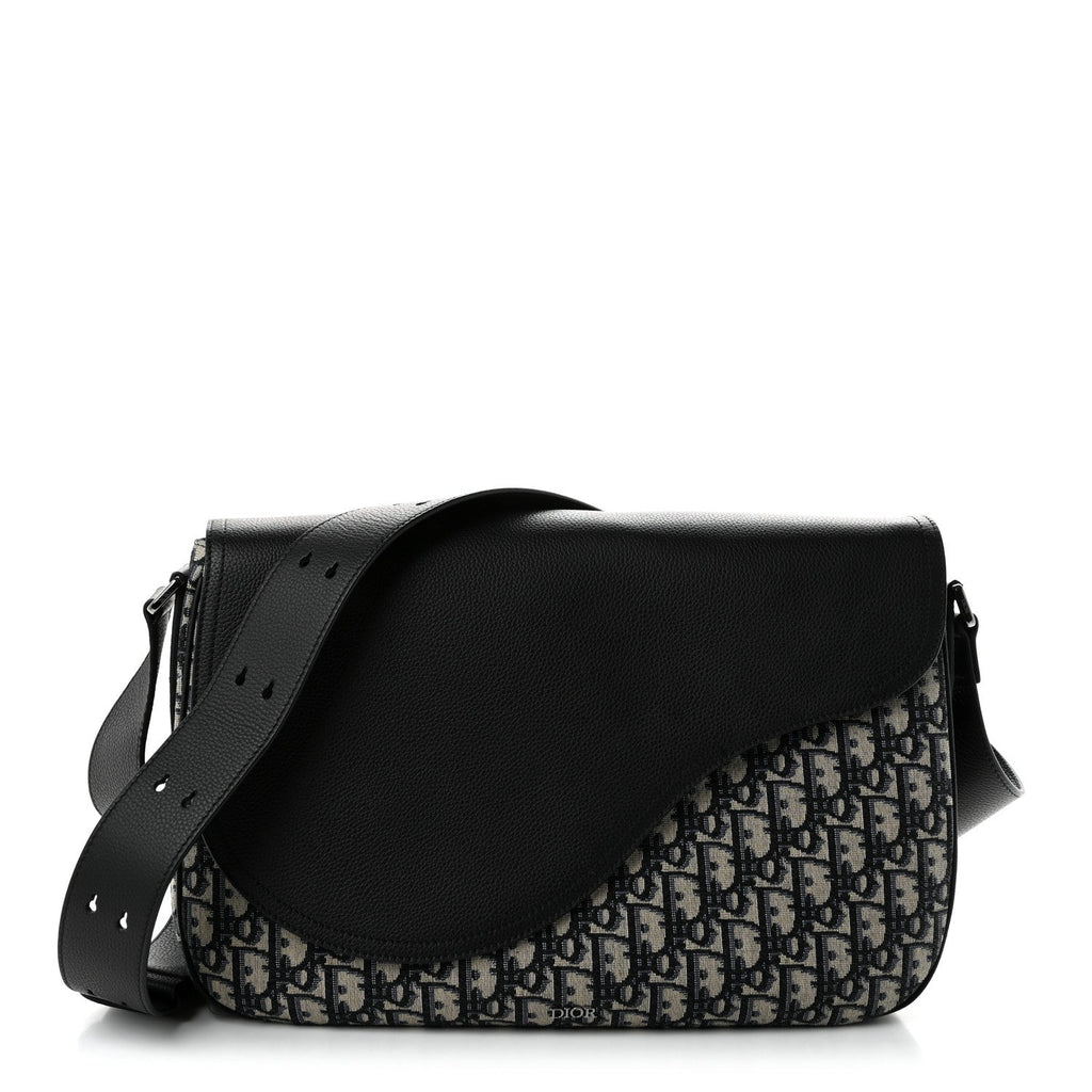 Grained Calfskin Oblique Large Saddle Messenger Black wholesalehk.shop