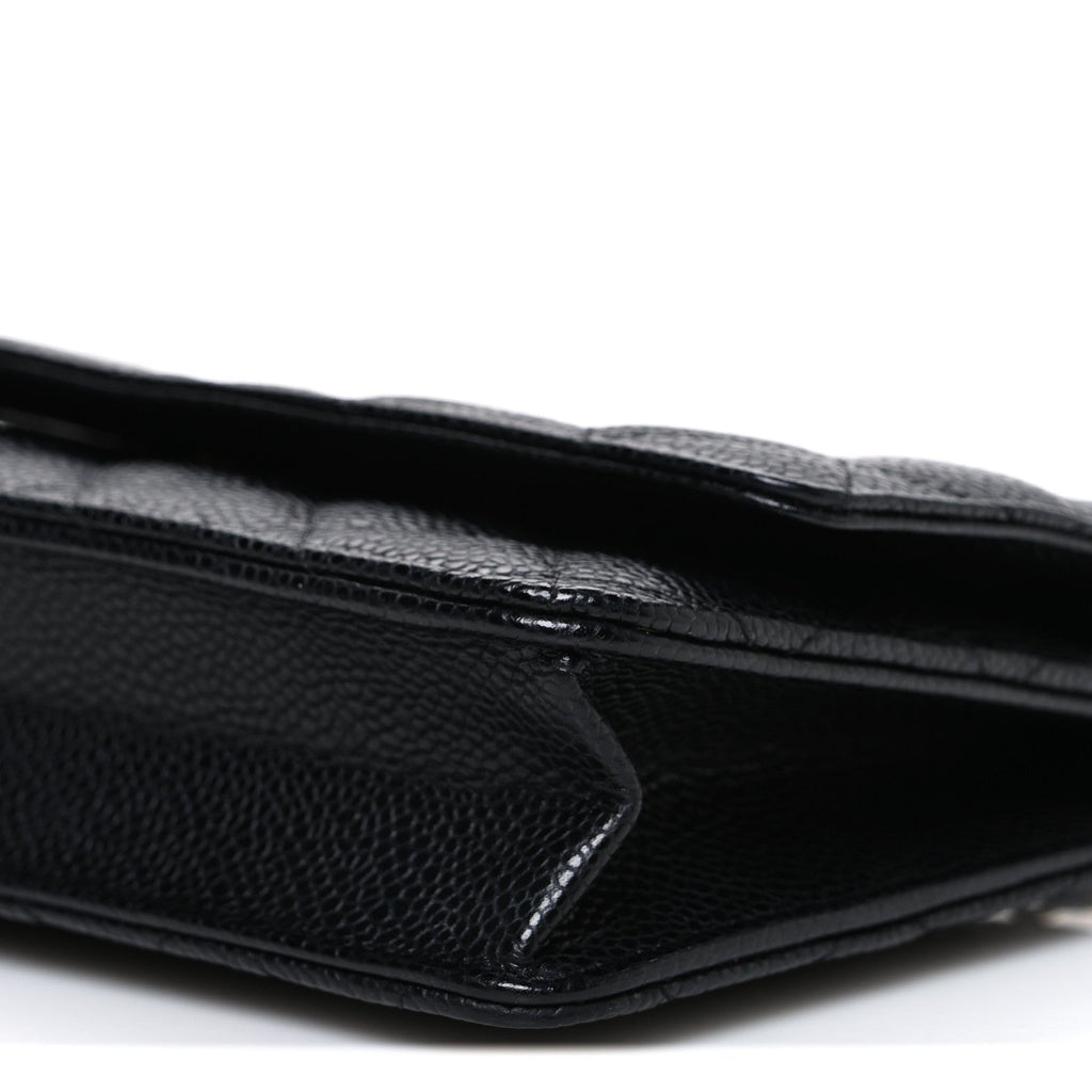 Caviar Quilted Wallet on Chain WOC Black wholesalehk.shop