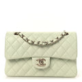 Caviar Quilted Small Double Flap Light Green wholesalehk.shop