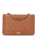 Lambskin Quilted Boy Wallet On Chain WOC Beige wholesalehk.shop
