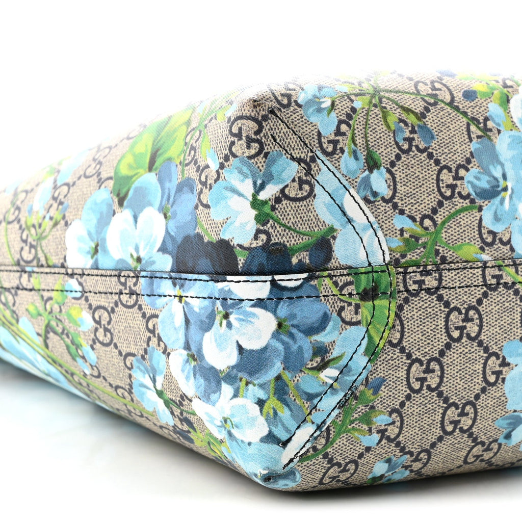 GG Supreme Monogram Blooms Medium Reversible Tote Beige Blue Navy wholesalehk.shop