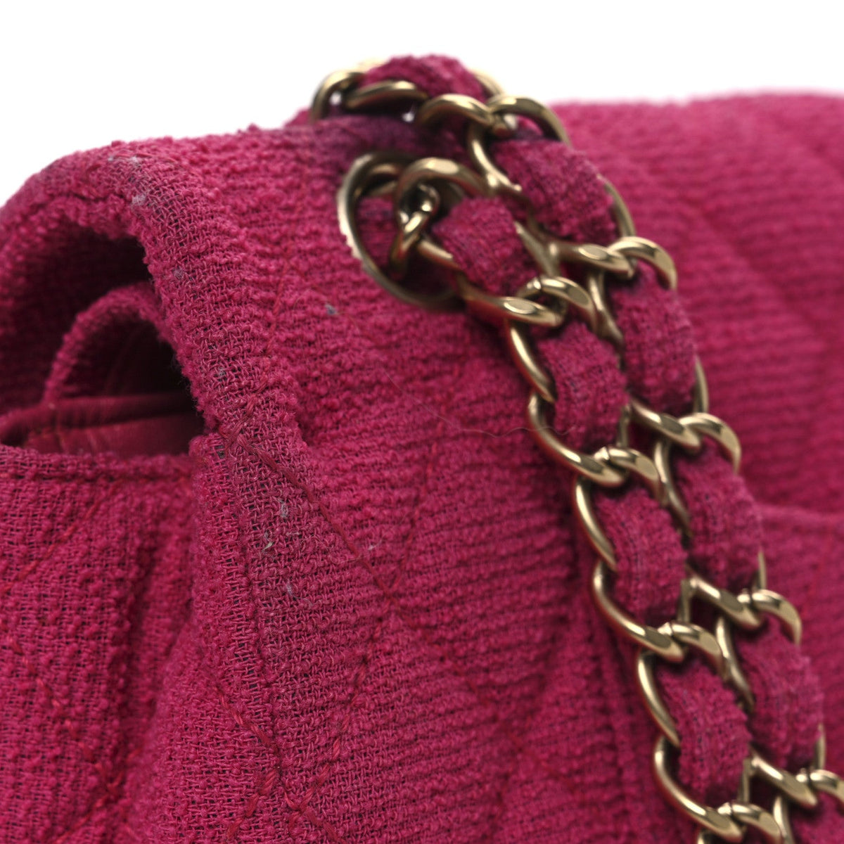 Tweed Quilted Medium Double Flap Fuchsia wholesalehk.shop