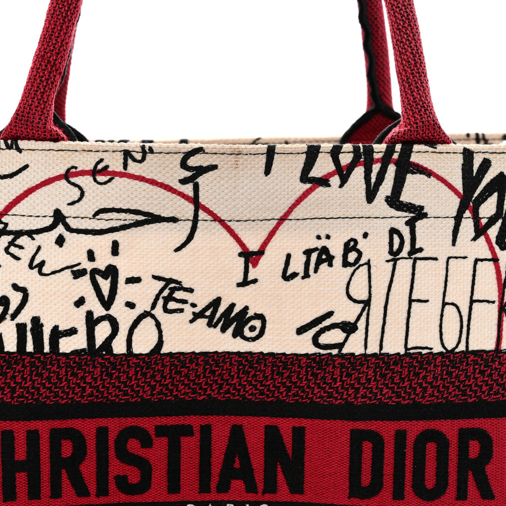 Canvas Embroidered Medium Dioramour Graffiti Book Tote Latte Multicolor £¨ Direct shipment via from wholesalehk.shop