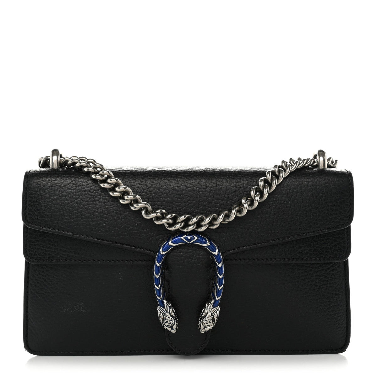 Dollar Calfskin Enamel Small Dionysus Shoulder Bag Black Electric Blue wholesalehk.shop