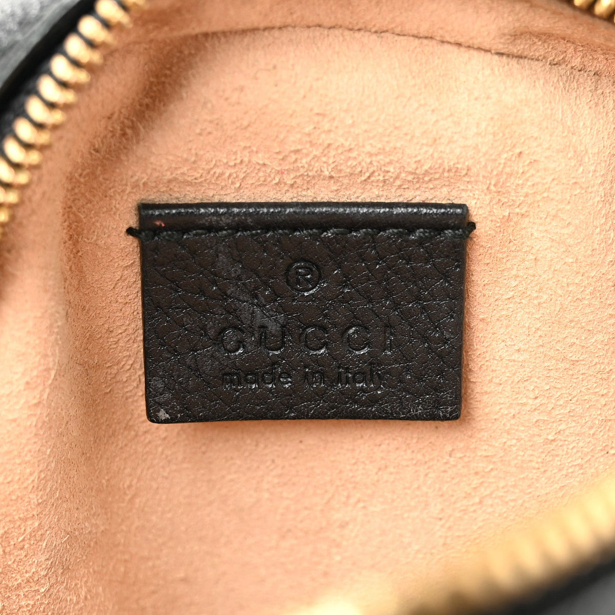 Grained Calfskin Web Mini Ophidia Round Shoulder Bag Black wholesalehk.shop