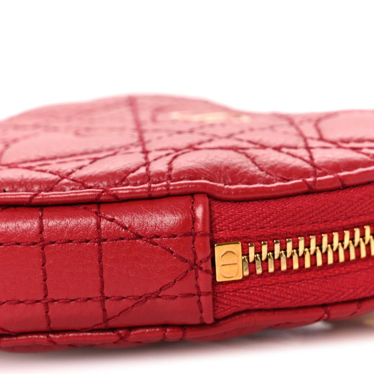 Calfskin Cannage Dioramour Caro Heart Pouch With Chain Bright Red wholesalehk.shop