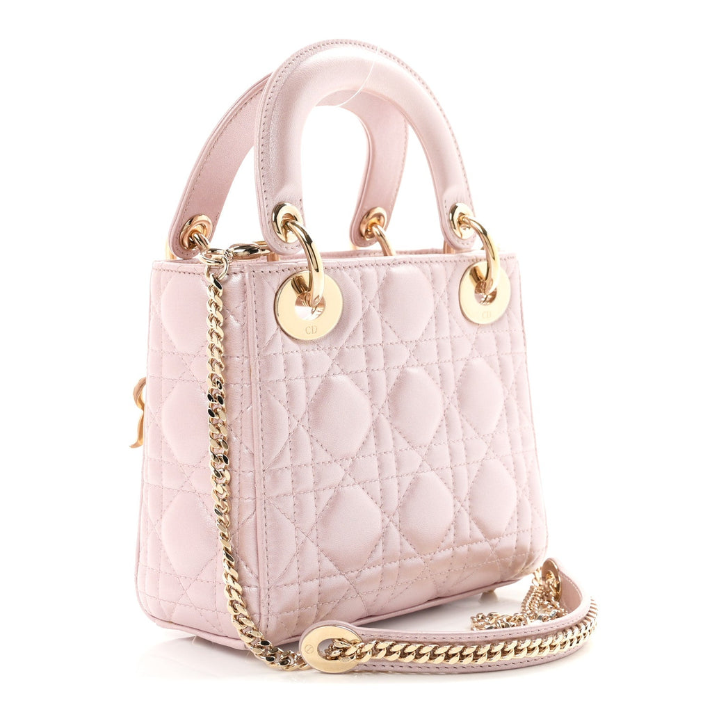 Metallic Lambskin Cannage Mini Lady Dior  Lotus wholesalehk.shop