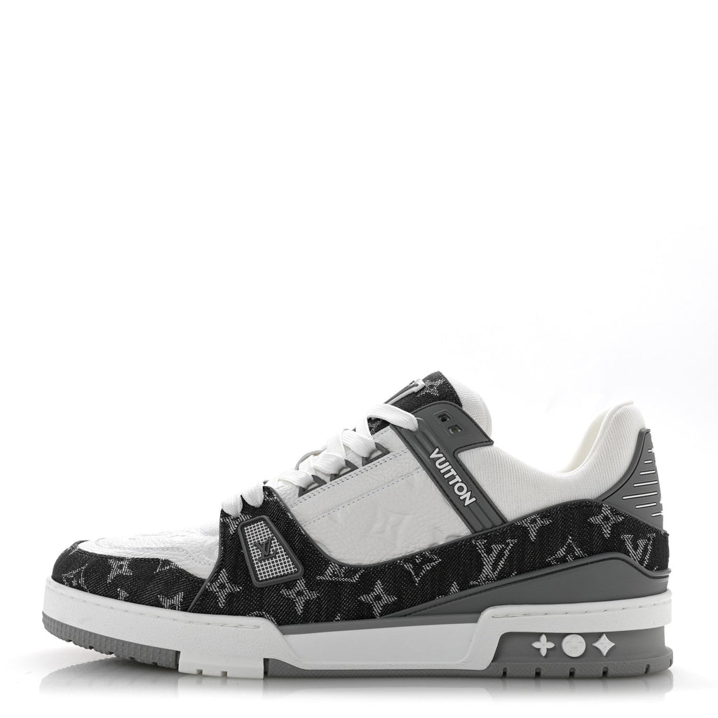 Calfskin Embossed Monogram Denim Mens LV Trainer Sneakers 10 Grey £¨ Direct shipment via from wholesalehk.shop