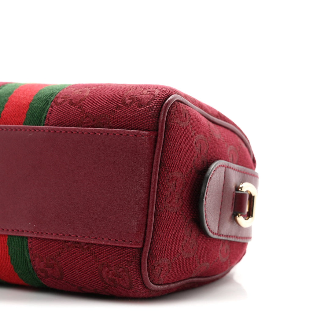 GG Supreme Monogram Textured Dollar Calfskin Web Super Mini Ophidia Top Handle Bowler Bag Rosso Ancora wholesalehk.shop