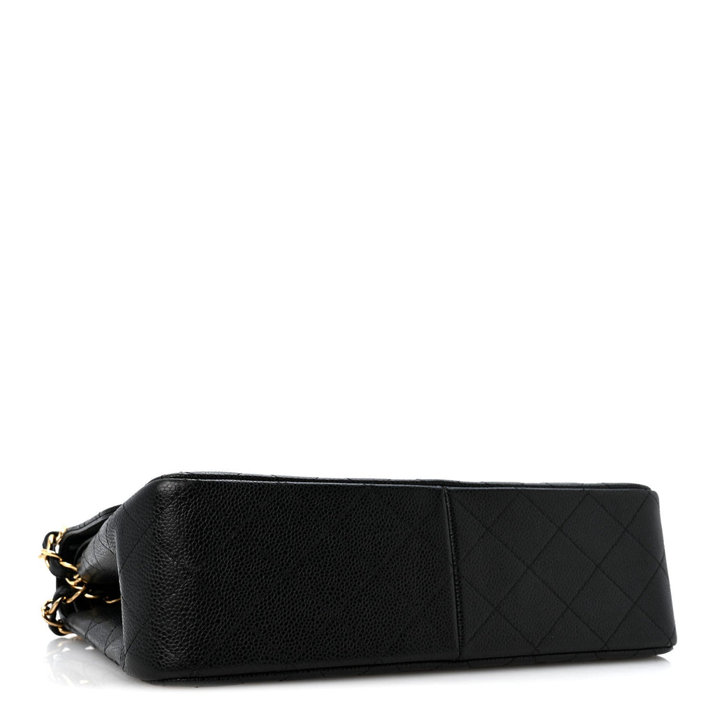 Caviar Quilted Jumbo Double Flap Black wholesalehk.shop