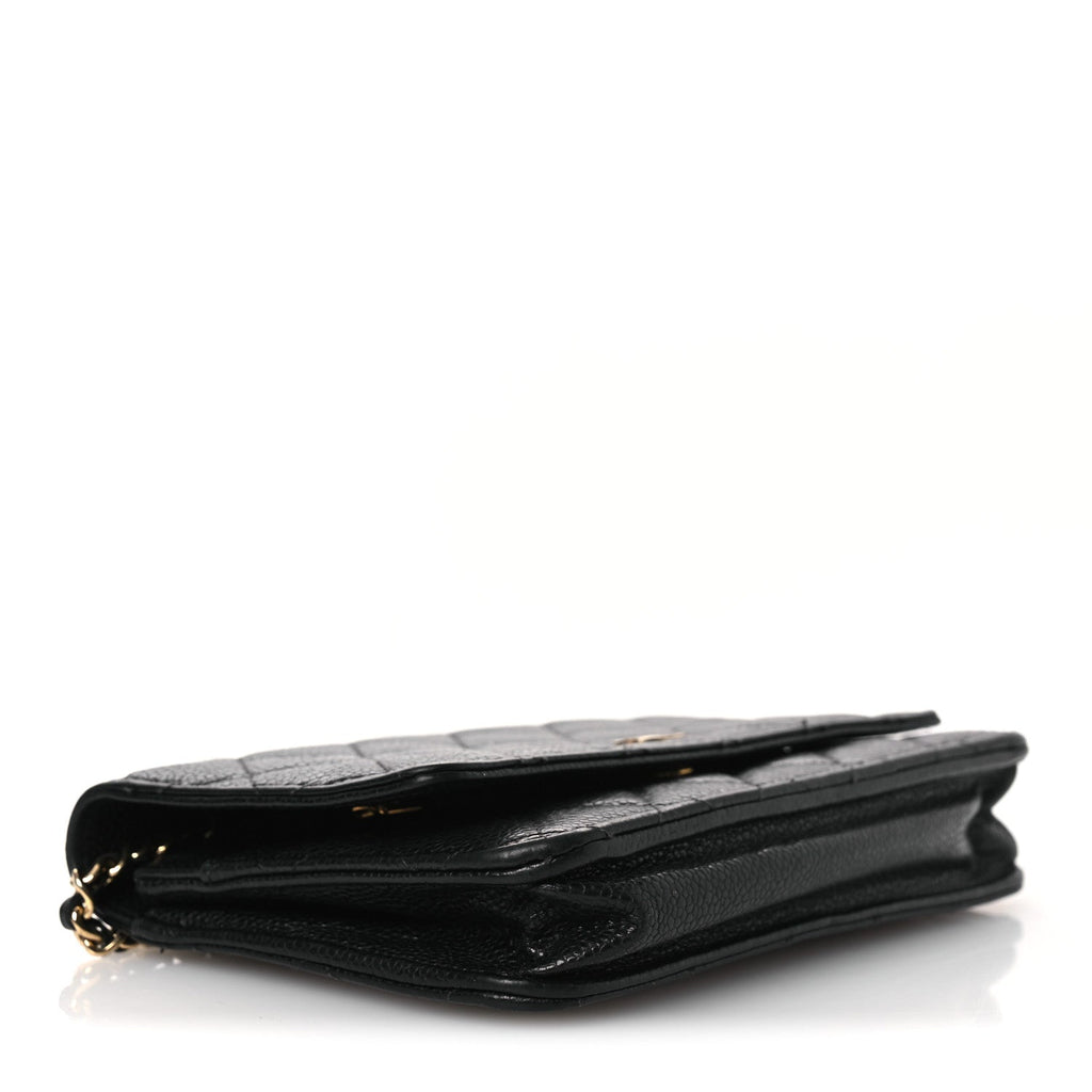 Caviar Quilted Wallet on Chain WOC Black wholesalehk.shop