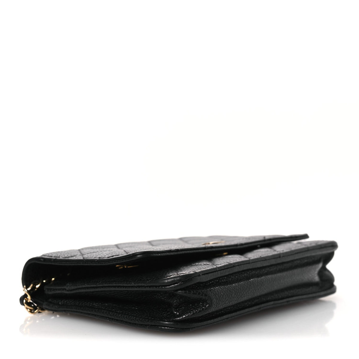 Caviar Quilted Wallet on Chain WOC Black wholesalehk.shop
