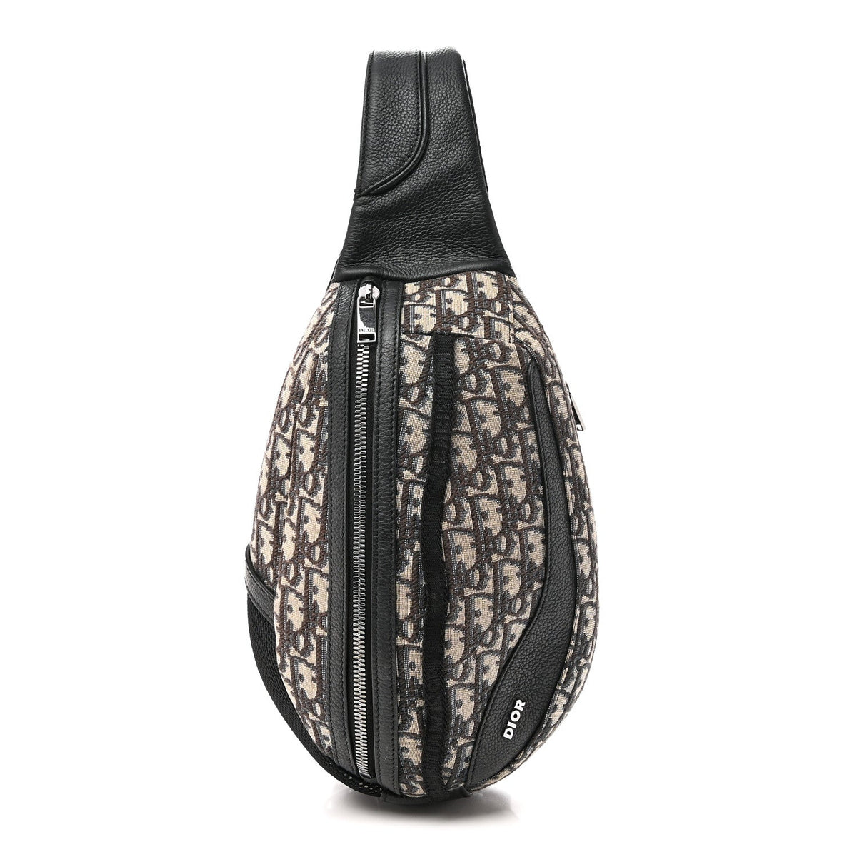 Grained Calfskin Oblique Scarab Sling Bag Blue Black wholesalehk.shop