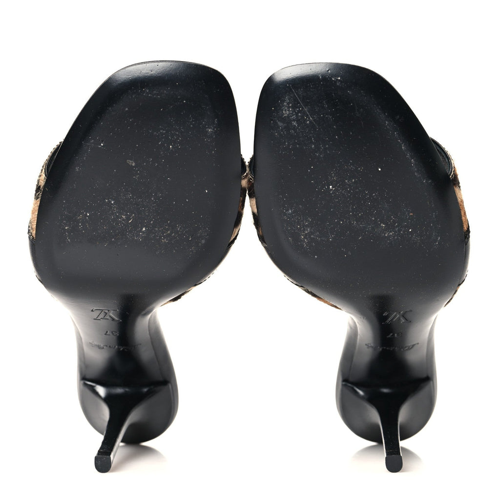 Calfskin Pony Hair Leopard Revival Mules 37 Brown £¨ Direct shipment via from wholesalehk.shop
