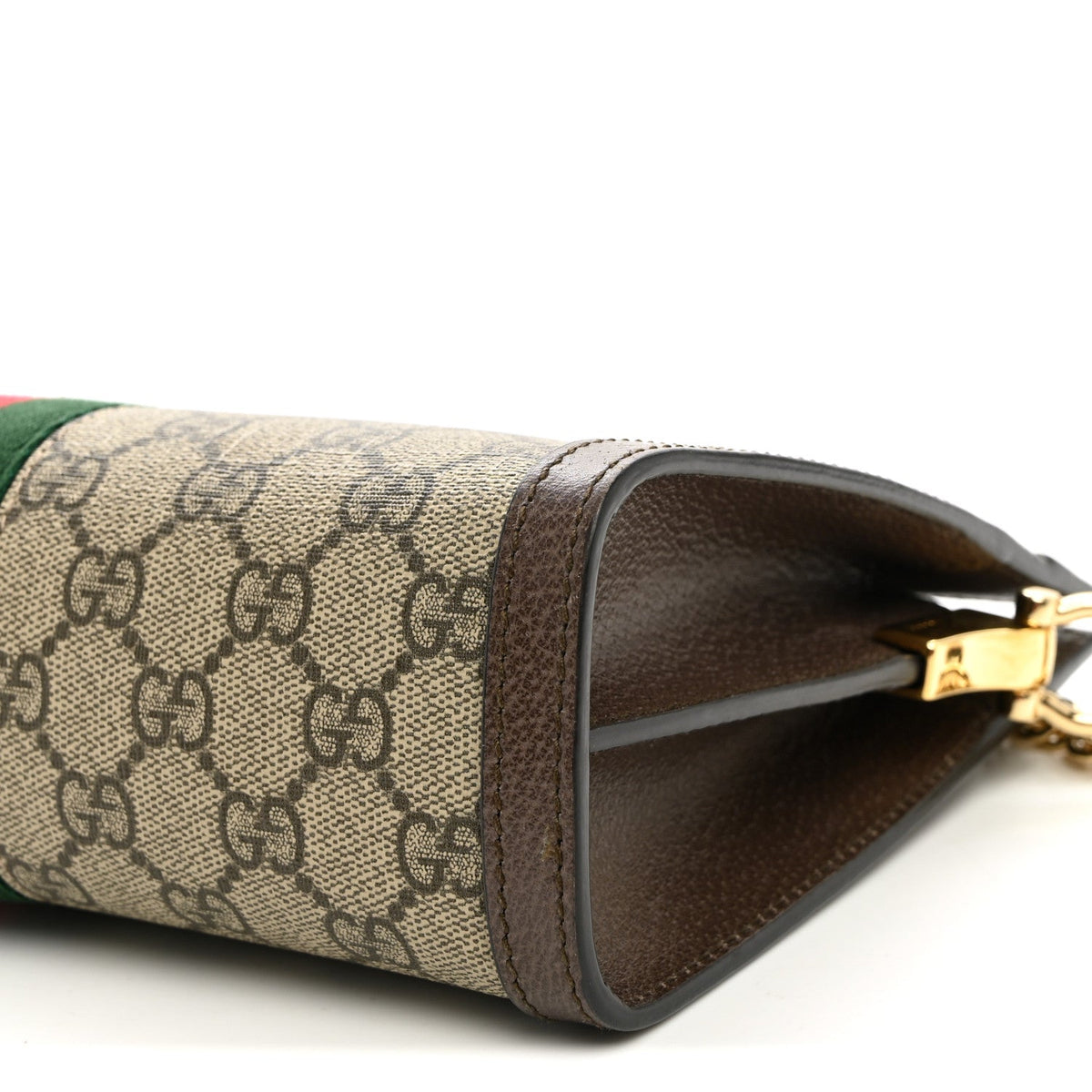 GG Supreme Monogram Web Small Ophidia Chain Shoulder Bag Brown wholesalehk.shop