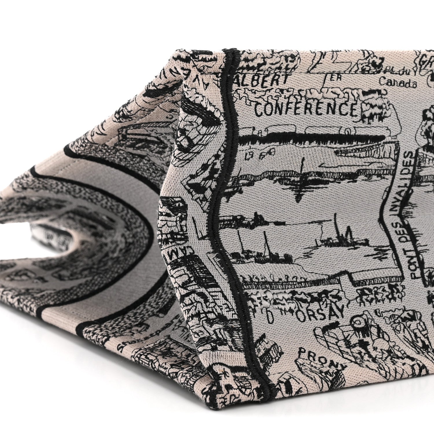 Canvas Embroidered Medium Plan De Paris Book Tote Grey Black £¨ Direct shipment via from wholesalehk.shop