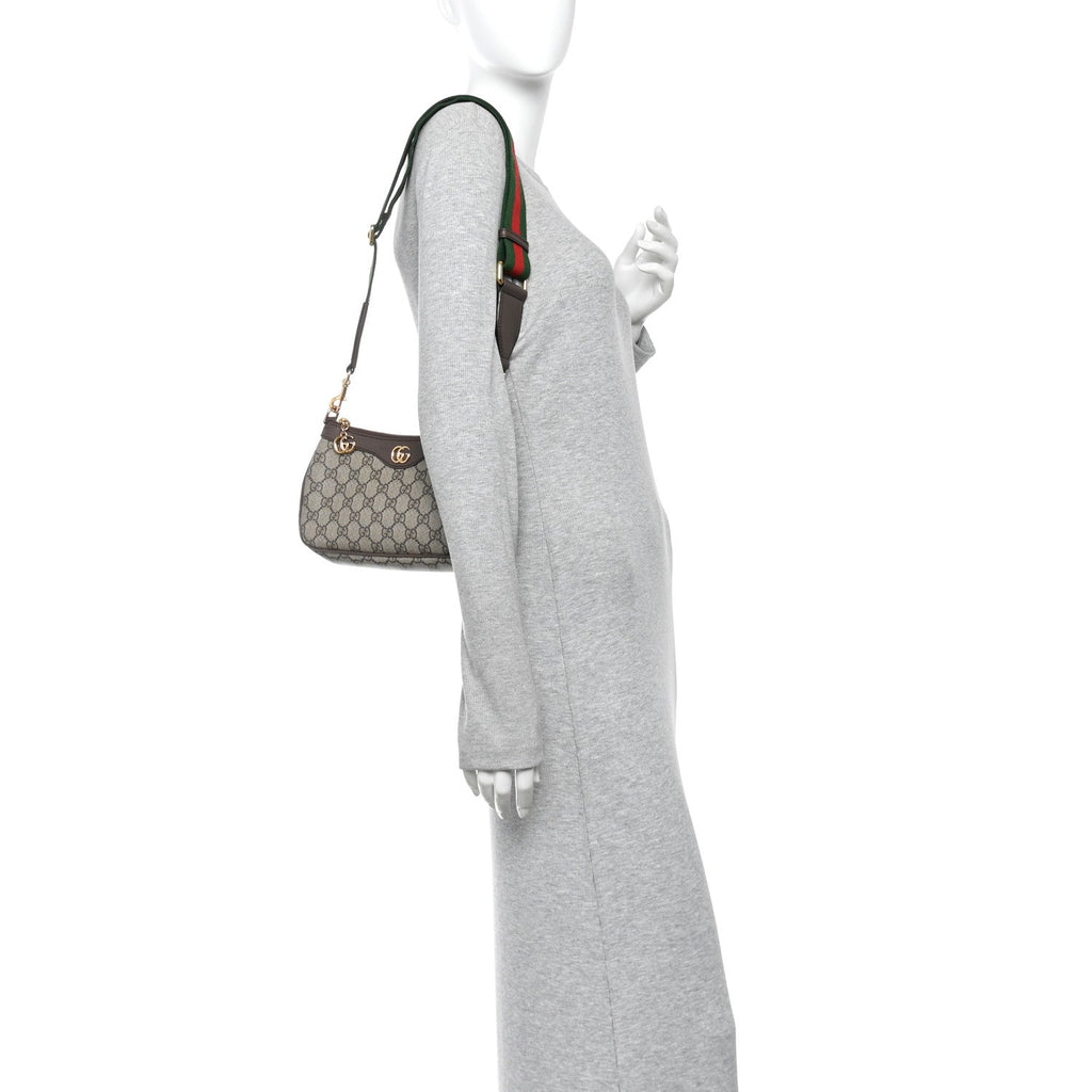 GG Supreme Monogram Textured Dollar Calfskin Web Small Ophidia GG Handbag Beige Ebony New Acero wholesalehk.shop