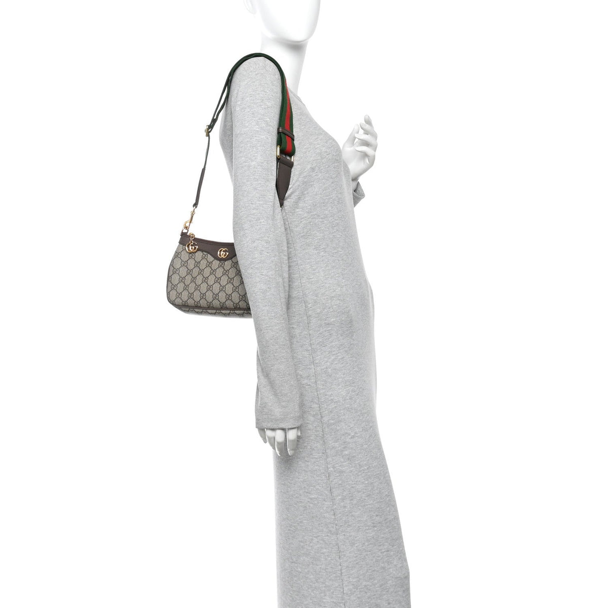 GG Supreme Monogram Textured Dollar Calfskin Web Small Ophidia GG Handbag Beige Ebony New Acero wholesalehk.shop