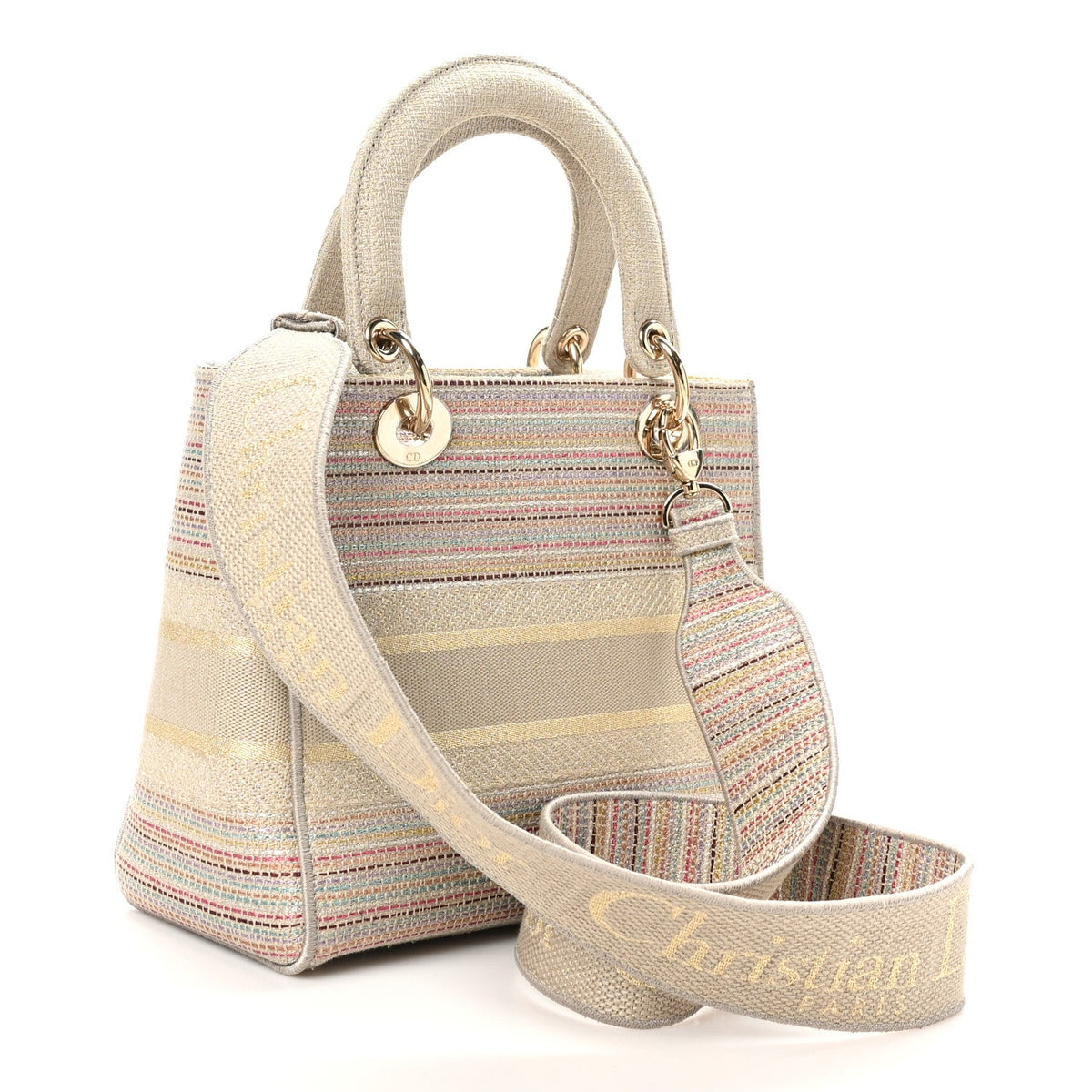 Canvas Embroidered Medium Lady D-Lite Beige Multicolor wholesalehk.shop