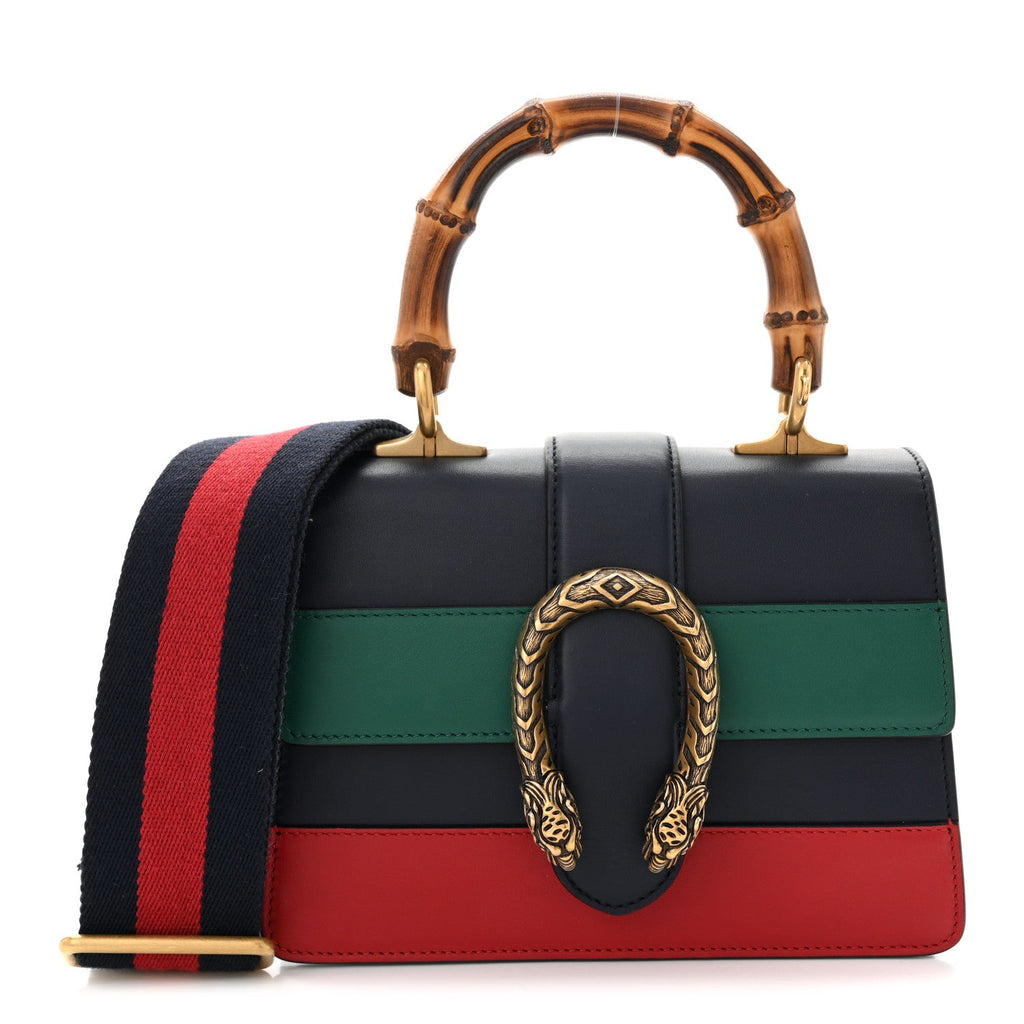 Calfskin Bamboo Web Mini Dionysus Top Handle Bag Blue Emerald Hibiscus Red wholesalehk.shop