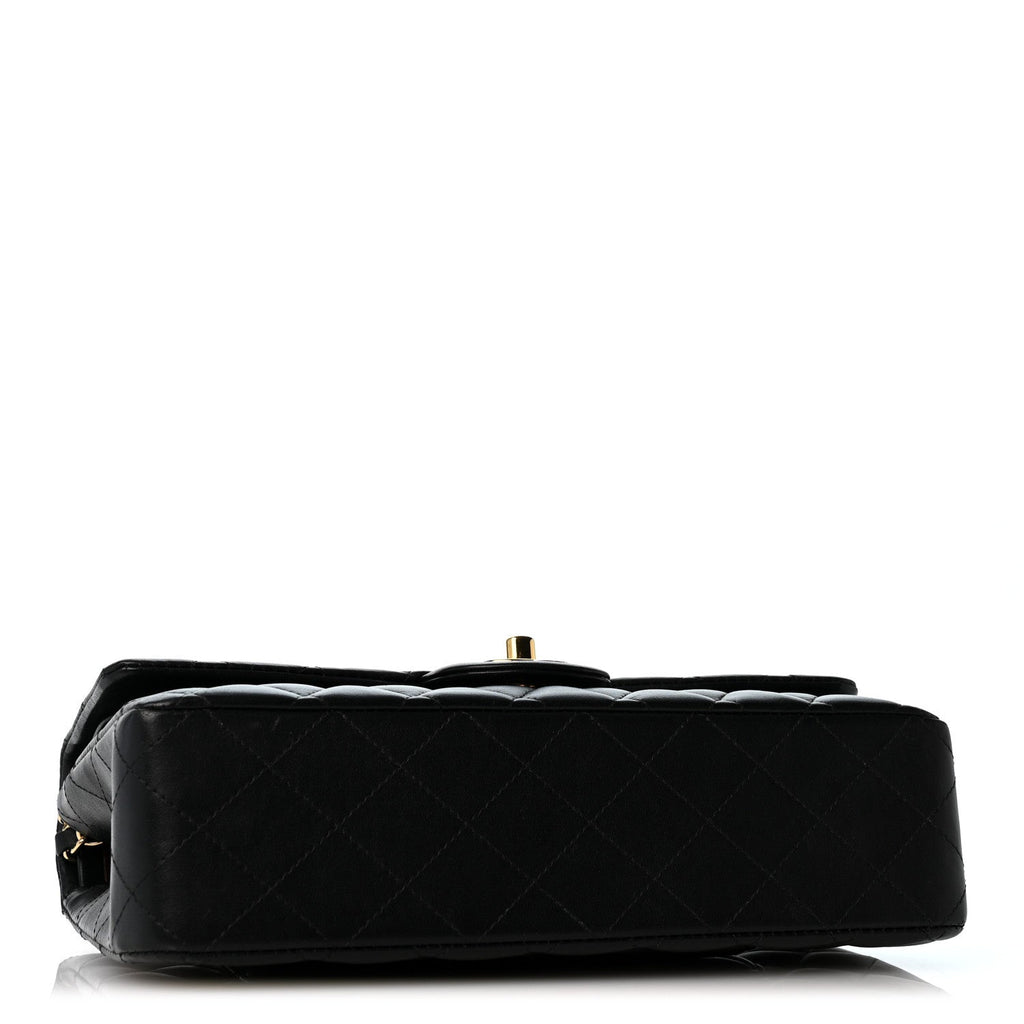 Lambskin Quilted Medium Double Flap Black wholesalehk.shop