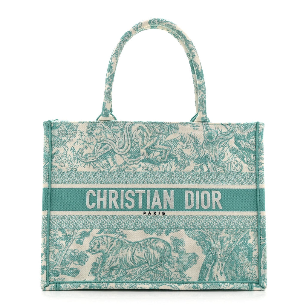 Canvas Embroidered Medium Dioriviera Toile De Jouy Book Tote Aquamarina £¨ Direct shipment via from wholesalehk.shop