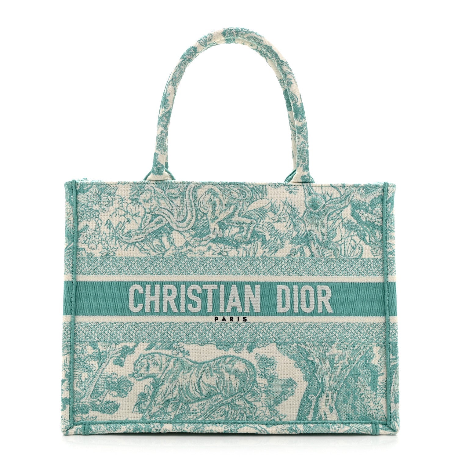 Canvas Embroidered Medium Dioriviera Toile De Jouy Book Tote Aquamarina £¨ Direct shipment via from wholesalehk.shop