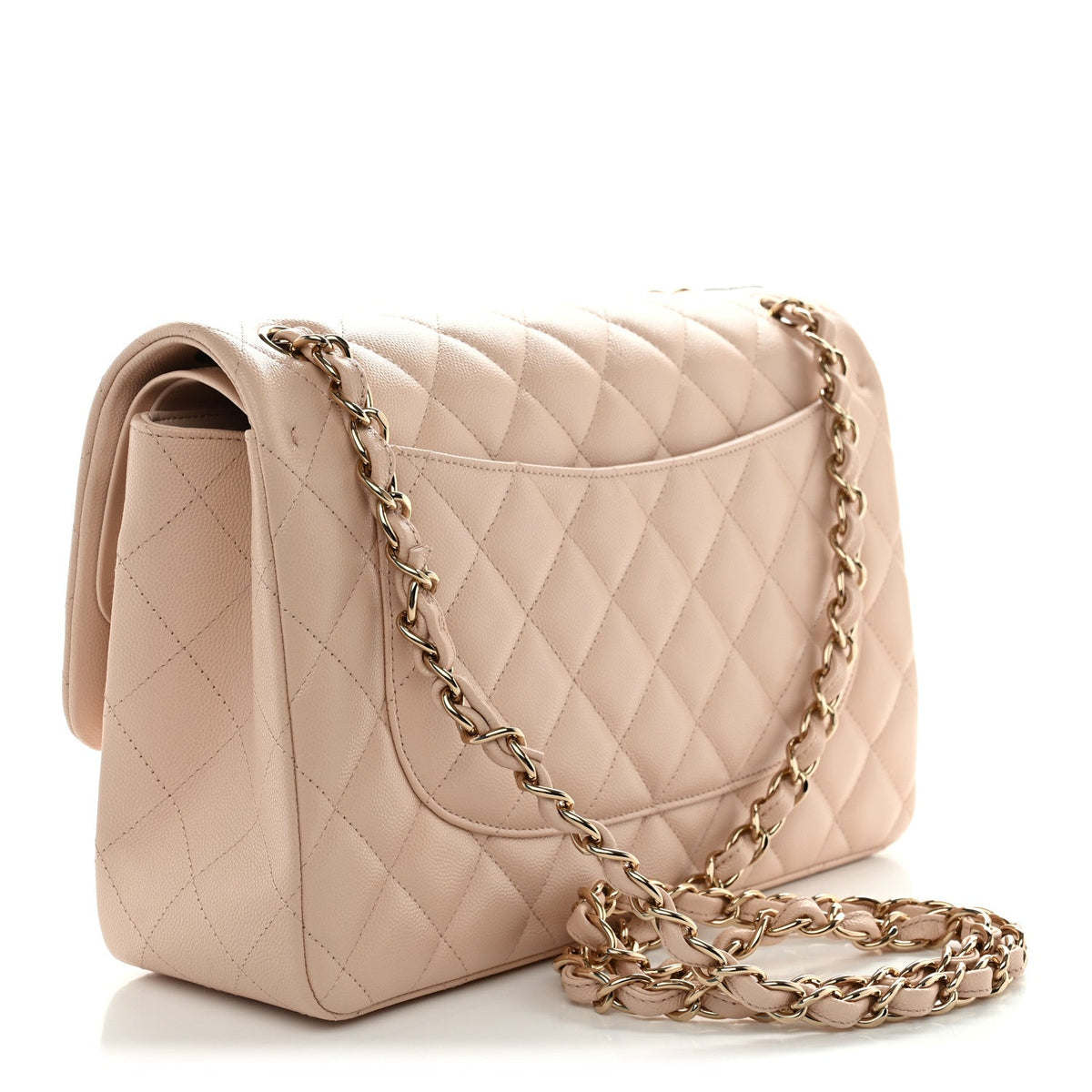 Caviar Quilted Jumbo Double Flap Light Beige wholesalehk.shop