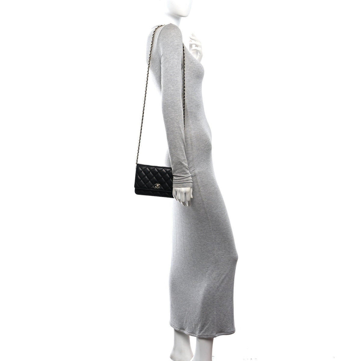Caviar Quilted CC Turnlock Wallet On Chain WOC Black wholesalehk.shop