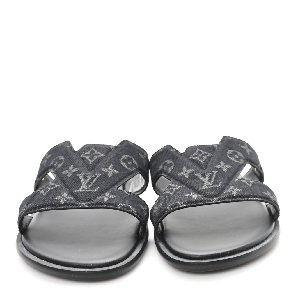 Monogram Denim Mens LV Oasis Mules 8.5 Black £¨ Direct shipment via from wholesalehk.shop