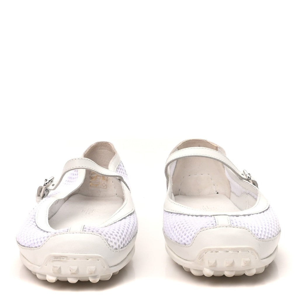 Crochet Knit Calfskin Kichu Ballet Flats 39 White wholesalehk.shop
