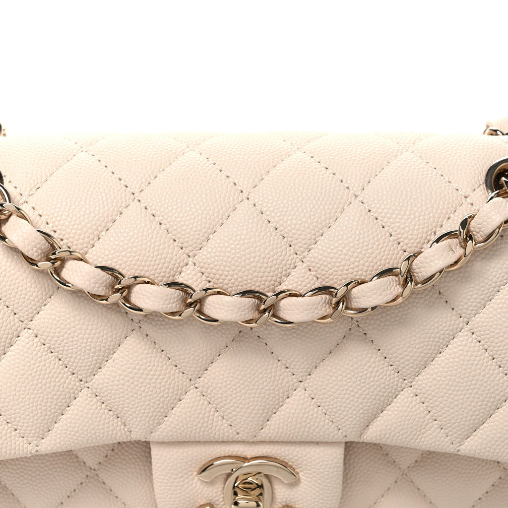 Caviar Quilted Small Double Flap Light Beige wholesalehk.shop