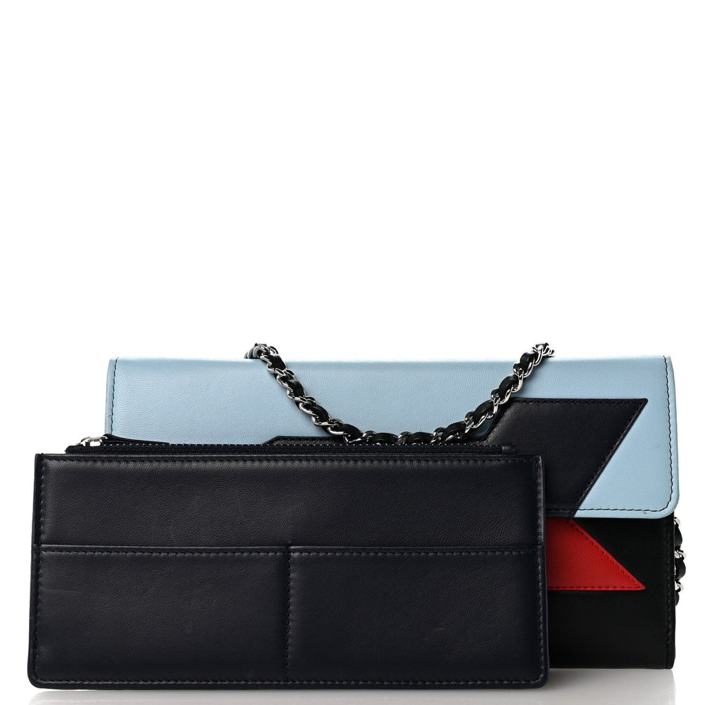 Lambskin Airlines Wallet On Chain WOC Blue Black Red wholesalehk.shop