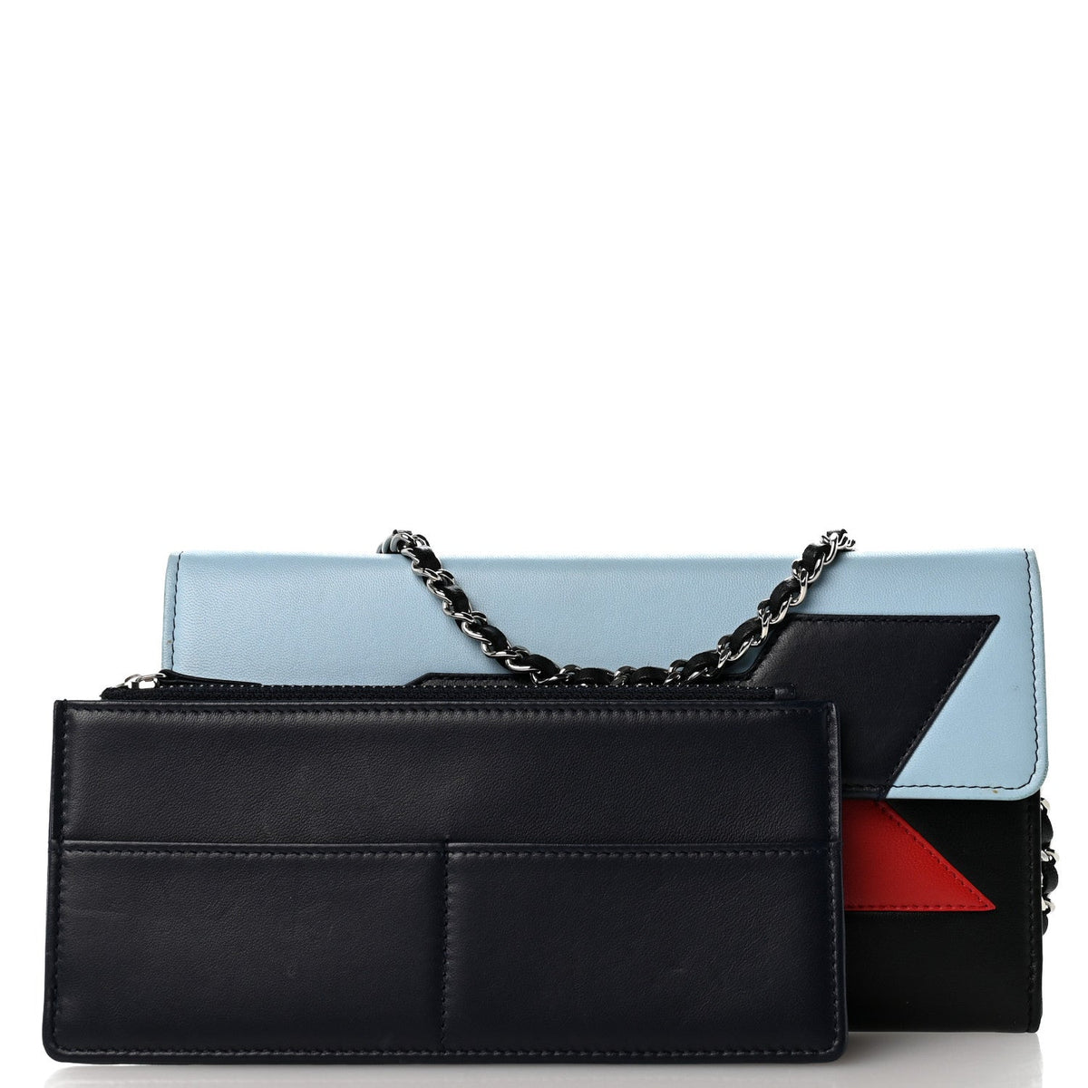 Lambskin Airlines Wallet On Chain WOC Blue Black Red wholesalehk.shop
