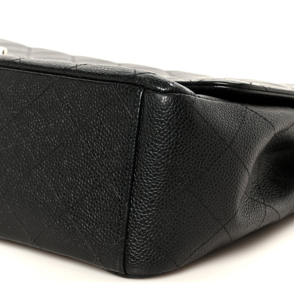 Caviar Quilted Maxi Double Flap Black wholesalehk.shop