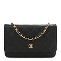 Caviar Quilted Wallet on Chain WOC Black wholesalehk.shop
