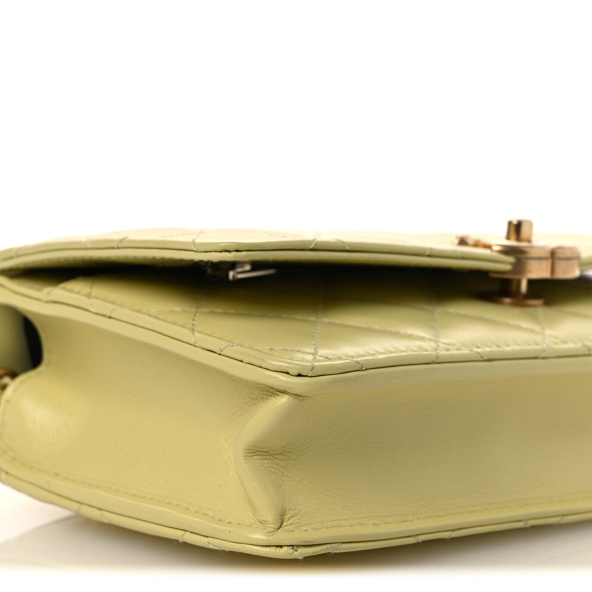 Calfskin Quilted Perfect Fit Wallet On Chain WOC Yellow wholesalehk.shop