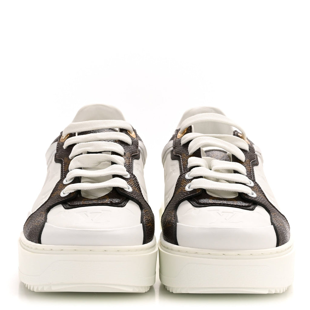 Calfskin Embossed Monogram Time Out Sneakers 39 White £¨ Direct shipment via from wholesalehk.shop